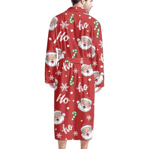 AFPANQZ Men Bathrobe with Pockets Full Length Sleepwear Longsleeve Lightweight Pajama Shawl Robe Waffle Nightgown Big & Tall2