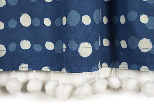 Image of Ravaiyaa - Attitude is everything 100% Cotton Hand Block Printed Short Drapery Valance Curtain Polka dot Design Half Window Kitchen Curtain for Kitchen /Laundry Room /Studio (Blue 40 inch X 18 inch Inch)