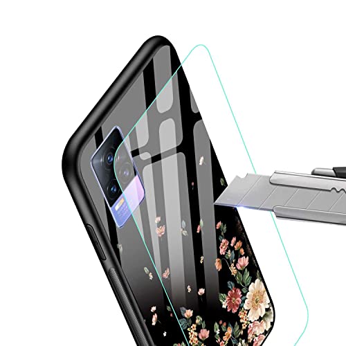 Image of NDCOM for VIVO Y73 Back Cover Flowers Girly Printed Glass Case