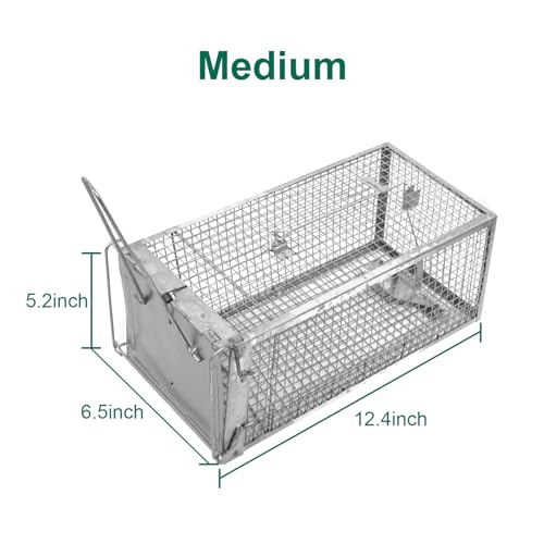 SZHLUX Rat Trap,Mouse Traps Work for Indoor and Outdoor,Small Rodent Animal-Mice Voles Hamsters Cage,Catch and Release(Medium), Silver (SZ-SL3616D) - Thumbnail 2