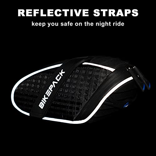 New Bike Saddle Bag Under Seat 3D Shell Bike Storage Bag, Waterproof Bike Bag For Bicycles With Rain Cover, Bicycle Accessories Mountain Bike Bag, Silver Reflective Strip Bike Pouch, Durable Bike Pack #TOP6