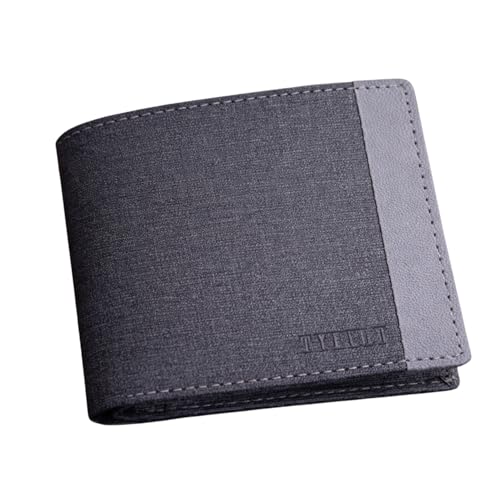 Image of PU Denim Men's Wallet | Premium Dark Grey Bi-Fold with Multiple Card Slots and Coin Pocket