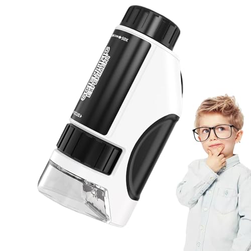 Microscopio de bolsillo, 60x a 120x, microscopio LED para principiantes, herramienta portátil de experimento científico para niños, kit educativo para observación microbiológica, aprendizaje, escuela,