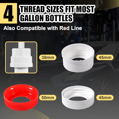Image of Fluid Pump for Gallon Bottles, 4 Size Cap Adapters (38 /40 /43 /50mm) + Extension Tubes, Wide-Mouth Quart Compatible, Antifreeze with This 30cc Hand Pump(Not for Standard Quart)