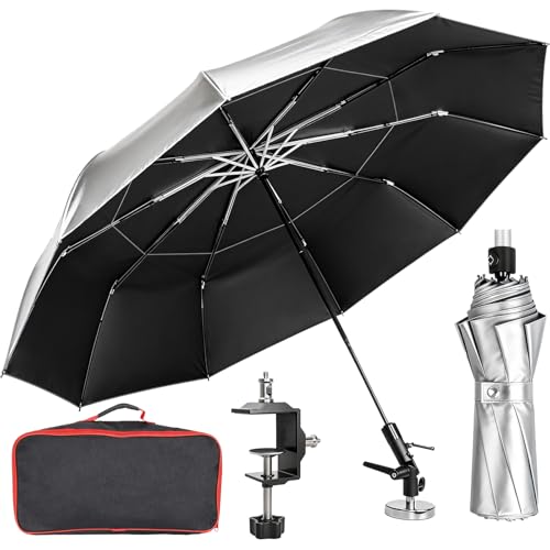 FixOasis 60 Folding HVAC Umbrella with Magnetic Base Universal Clip Included Reinforced Fiberglass Wind-Resistnat Portable Magnetic Umbrella For HVAC and Outdoor Activities 180Adjustable