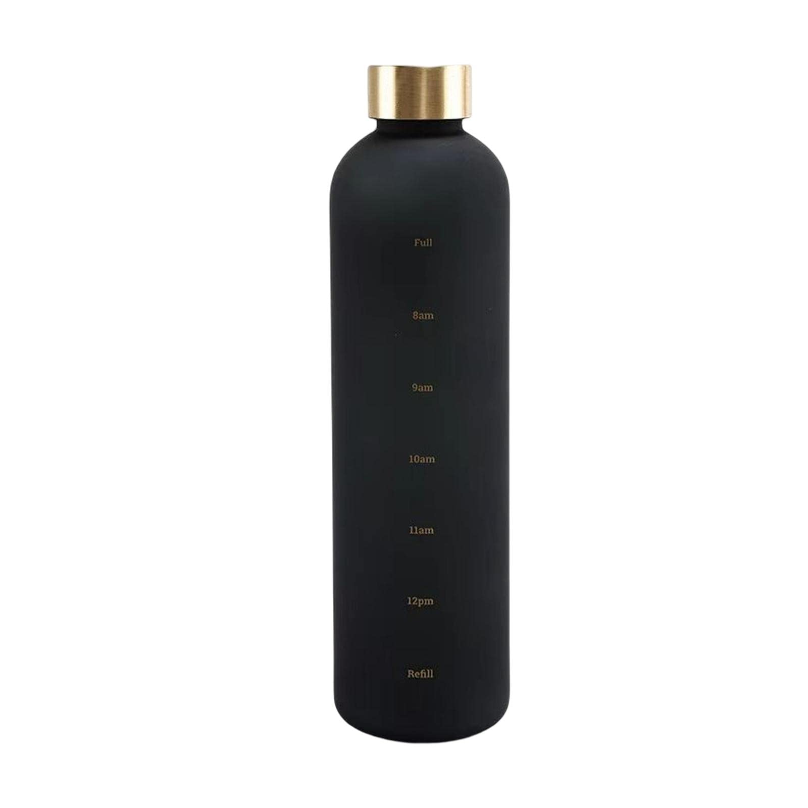 Eqwqsixd Black Motivational Water Bottle With Time Marker Leakproof For Gym Sports Outdoor
