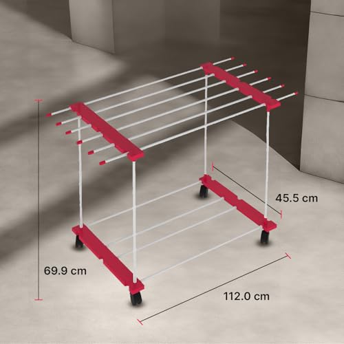 Image of ZOLMIX Foldable Premium SS Steel Pipe Heavy Duty Carry Weight Till 20 Kgs, 48 Drying Rails, Cloth Drying Stand| Clothes Stand for Drying| Cloth Stand| Clothes Dryer| Laundry Racks (1 Layer)