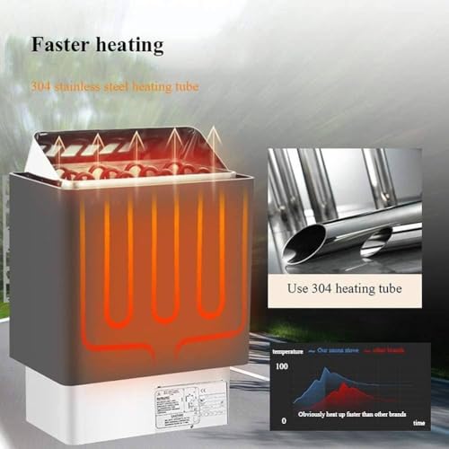Calentador eléctrico de sauna, estufa de baño de vapor de 3 a 9 kW con controlador interno, temporizador de 3 horas, temperatura ajustable para el hogar, hotel, spa