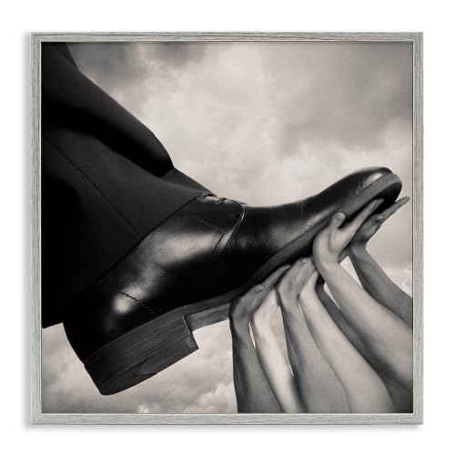 'Hands Holding Dress Shoe Monochrome'| Framed Giclee Art