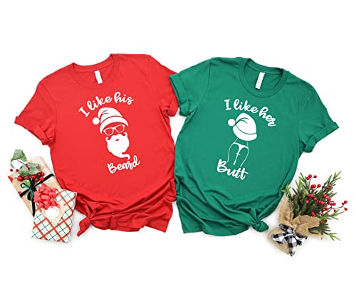 Amazon.com: TerraRossa Couple Christmas Shirts, Matching Couples I Like His  Beard I Like Her Butt,All I want for Christmas Is only You shirt : Handmade  Products