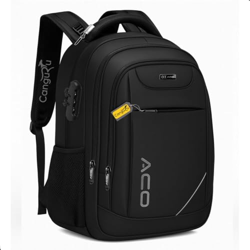 Mochila Notebook Masculina Feminina Capa de Chuva Escolar Faculdade Viagens Bolso Antifurto Cadeado Saída USB Resistente a água Reforçada (Preto)
