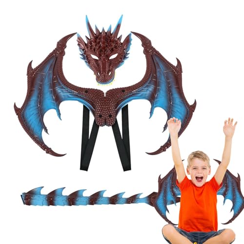 Costume de dragon avec ailes et masque de queue unisexe pour le jeu de rôle