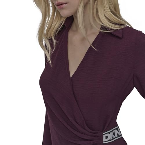 Image of DKNY Women's Long Sleeve Side Tie Mini Shirtdress
