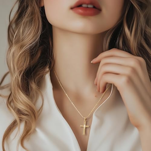 Cross Necklace 14K Gold Cross Necklaces for Women with Cubic Zirconia Wearable Lucky Charm Gold Crosses Chain Pendant for Women3