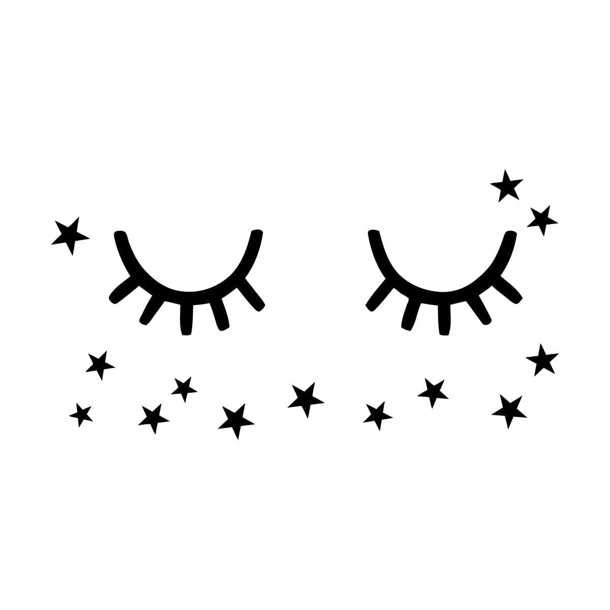 Cute Sleepy Eyes Wall Decal Kids Baby Room Décor Eyelash Vinyl Stickers Sleepy Eye with Stars Wall Murals Nursery Art Extra Large - 48x120cm — image 1