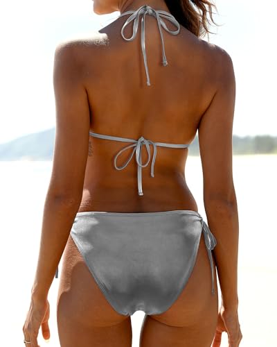 Image of Tempt Me Women Triangle Bikini Sets Halter Two Piece Sexy Swimsuit String Tie Side Bathing Suit