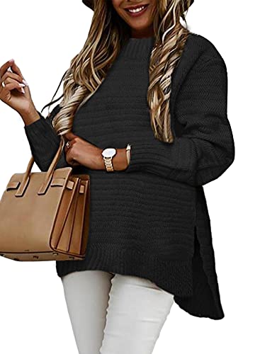 Modasua Pull Femme Hiver Tricoté Surdimensionné Pull Gros Pull Sweat Manches Longues Col Roulé Décontracté Hiver Robe Haut sous Pull Cover