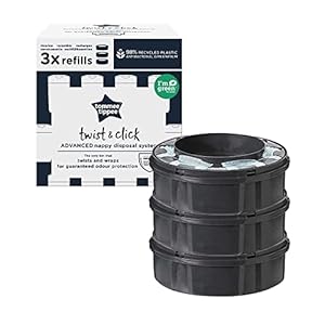 Tommee Tippee Twist and Click Advanced Nappy Bin Refill Cassettes, Sustainably Sourced Antibacterial GREENFILM, Pack of…