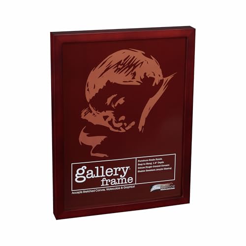 Ambiance Gallery Wood 1.5" Deep Picture Frames - Single 16"x20" Cherry Wood Frame, Shatter-Resistant Acrylic Glazing & MDF Backing, Horizontal or Vertical Wall Display