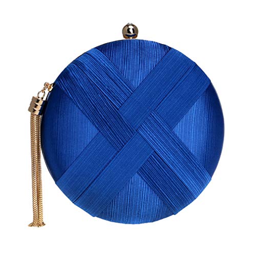 Mxssi Femmes 'Forme Ronde Sac De Soirée d'embrayage Sac À Main De Mariage Sac À Main Sac À Bandoulière Pendentif Soirée Sacs À Main Bleu