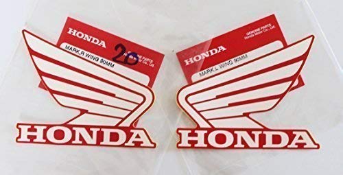 TOUT NEUF 100% AUTHENTIQUE ORIGINAL Honda Ailes Réservoir À Carburant Essence Réservoir Autocollants 2 x 90mm BLANC / ROUGE Gauche Et Droit