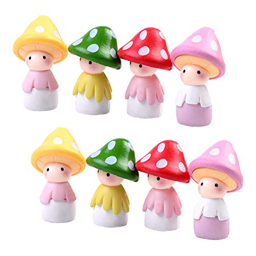 Maomia 8 Pcs Miniature Mushroom Dolls, Fairy Garden Doll Figurines Dollhouse Garden Decor Micro Landscape Diy Outdoor Decorations #TOP10