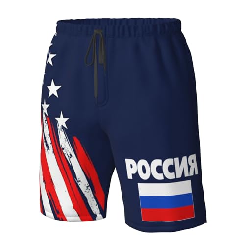 Russia Flag Russian Flags Mens Swim Trunks Quick Dry Mens Swimsuit,Swim Shorts Summer Beach Shorts with Pockets4