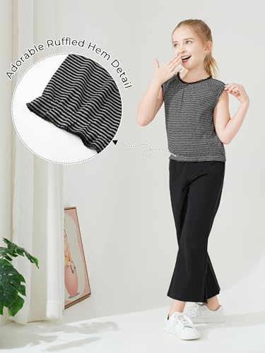 Image of Girls Clothes Summer 2 Piece Outfits Tie Knot Tops Bell Bottoms Cap Sleeve Kids 2025 Vacation Trendy