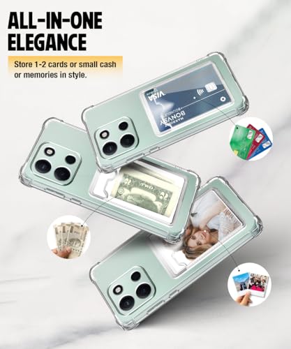 Image of WOW IMAGINE Transparent Back Case for 1+ OnePlus Nord 6 5G | Flexible Built-in Slim Card Pockets Wallet | 360 Camera Protection TPU | Soft Silicone Mobile Cover - Transparent