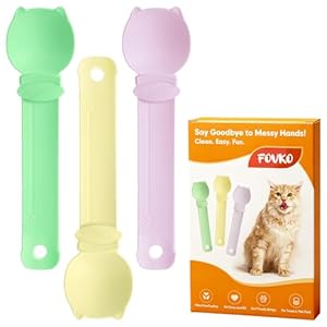 Cat Treat Spoon, 3PCS Multifunctional Lickable Cat Treat Spoon Squeeze, Essential Tool for Cats Treats with Wet Food and Liquid Snacks, in Yellow Green Pink