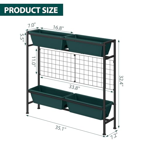 Image of OYEAL Raised Garden Bed with Legs & & Trellis 32 inch Tall Vertical Herb Garden Planter Indoor Outdoor Elevated Flower Beds for Gardening, Vegetables, Herbs, Patio, Balcony, Backyard, Green