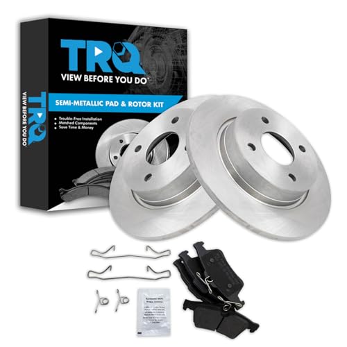 Image of TRQ Rear Brake Pad and Rotor Set Semi Metallic Rotors