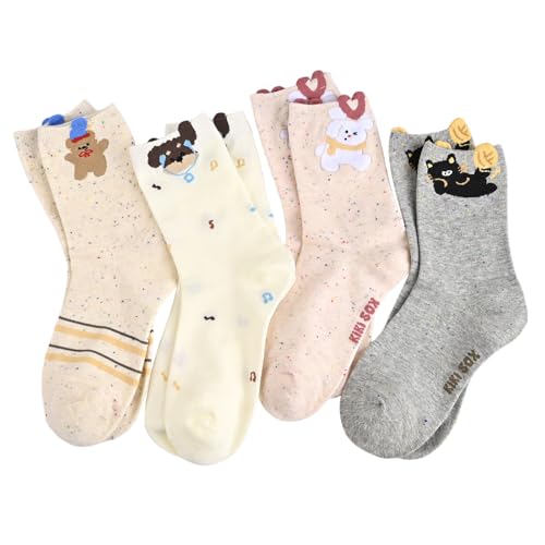Image of Women's Cute Crew Socks, Casual Athletic Cotton Bowknot Cherry Calf Novelty Socks for Women