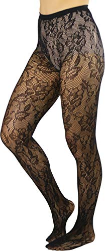 Image of ToBeInStyle Women's Elegant Floral Lace Inspired Spandex Net Full Length Tights