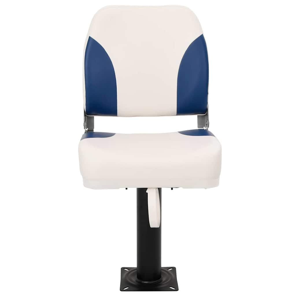 Klappbarer Bootsitz 2er-Set Blau-Weiß 41x36x48 cm mit Rückenlehne, langlebiges Stahlgestell, wasserfester PVC PU Bezug, universell kompatibel für Segelboot Yacht Jolle Katamaran, bequem