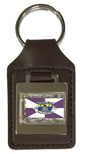 Porte-clés en cuir gravé drapeau de Setubal, un accessoire souvenir du Portugal