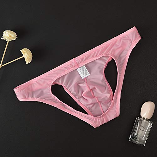 Mens Ice Silk Thongs Lingerie Breathable Briefs Sexy Underwear See-Through Hot Underpants Gift for Boyfriend3