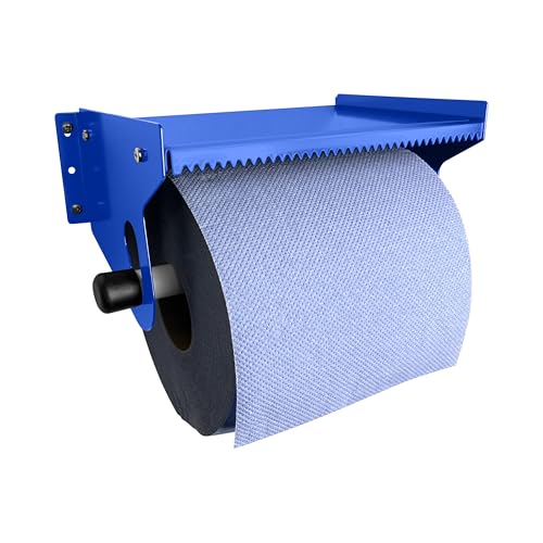 TR Home Solutions Support mural pour rouleau de papier essuie-tout bleu et distributeur de serviettes en papier - Distributeur en acier bleu poudré fixé au...