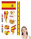 110 Pcs Spain Flag Temporary Tattoos, Waterproof Spanish Face Tattoo Stickers for 2026 Soccer Sports Events, Independence Day, Party Celebration