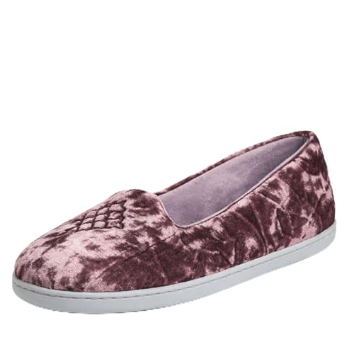 Product Image of the Dearfoams Women's Rebecca Lightweight Cozy Memory Foam Closed Back Slipper with Wide Widths, Plum Crushed Velvet, 7-8