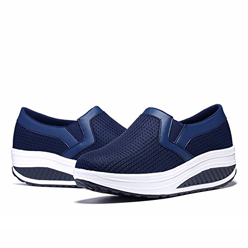 Image of L LOUBIT Women Wedge Shoes Breathable Mesh Sneakers Slip On Comfort Walking Shoes