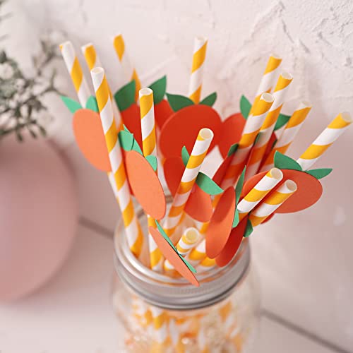 Pitillos de papel naranja biodegradables pack 15 piezas miniatura 4
