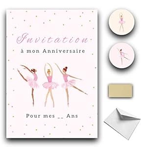 RXLITE NOUVEAUTE KIT CREATIF DE 10 CARTES D’INVITATION ANNIVERSAIRE A GRATTER THEME DANSEUSE EN FRANCAIS: 10 CARTONS, 10…
