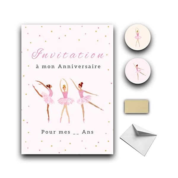 RXLITE NOUVEAUTE KIT CREATIF DE 10 CARTES D’INVITATION ANNIVERSAIRE A GRATTER THEME DANSEUSE EN FRANCAIS: 10 CARTONS, 10…