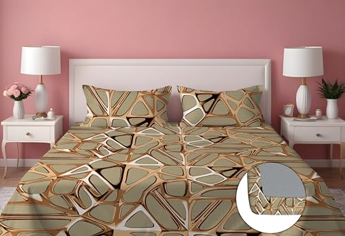 DREAMLET Premium Glace Cotton Elastic Fitted Bedsheets with 2 Full Size Pillow Covers Double Bedsheet with All Around Elastic Supersoft 160TC Size 90×100 inches (Golden, Fitted) (B0DHKNL6LR) Amazon Price History, Amazon Price Tracker