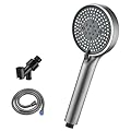 Shower Head with Handheld, High Pressure 6 Spray Mode Shower Head with Extra Long Stainless 5 ft Steel Hose, 5-inch Panel, Bracket, Anti-clog Nozzles, Water Saving Spray?Grey)