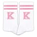 ATOERNCSO Pink And White-Striped Letter Socks, Sports Socks For Women, Pink Team socks, Friends And Family, Birthday Gift.(K)