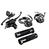 Motorcycle Horn Switch Control + Brake Master Cylinder Clutch Levers + CNC 1 Handlebar Hand Grips Compatible with 1996-2012 Harley Softail Dyna Sportster (Black)