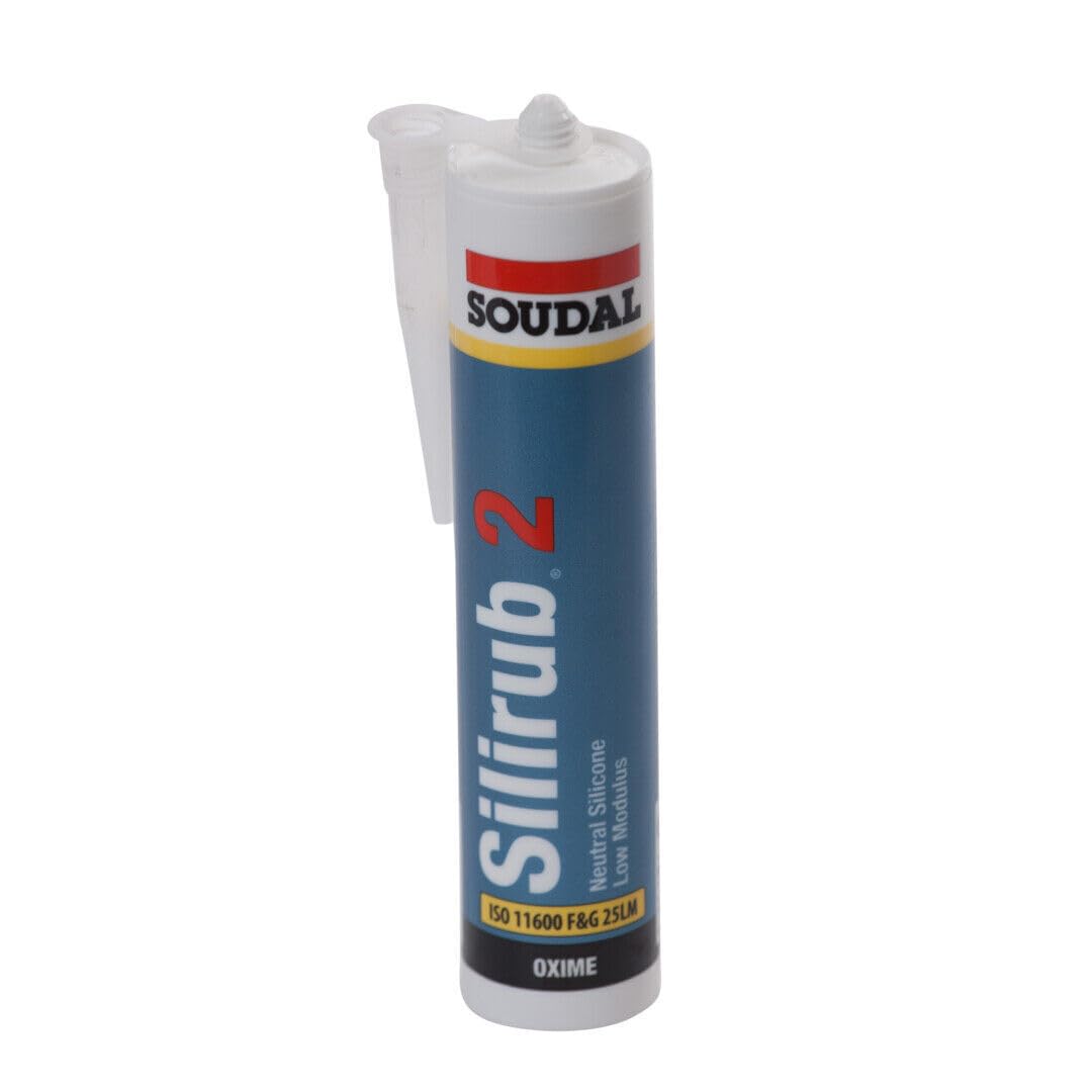 Soudal Silirub 2 Silicone Sealant Seal Neutral Low Modulus Window Glass Very Fast Skinning and Final Cure - Suitable for Glazing and Joints Works - 300ml (Bronze)