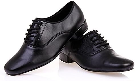 BeiBestCoat Men’s Classic Lace-up Leather Dance Shoes Modern Dancing Shoes, Black (7.5 D (M) US / 40)
